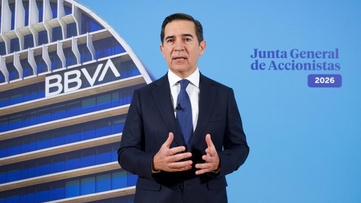 El presidente de BBVA, Carlos Torres Vila, durante la Junta General de Accionistas.