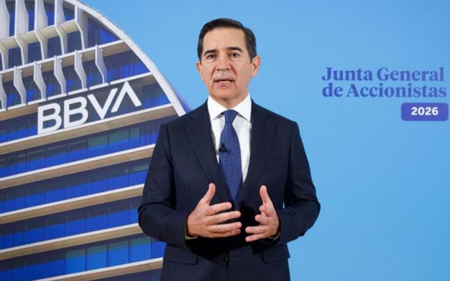 El presidente de BBVA, Carlos Torres Vila, durante la Junta General de Accionistas.