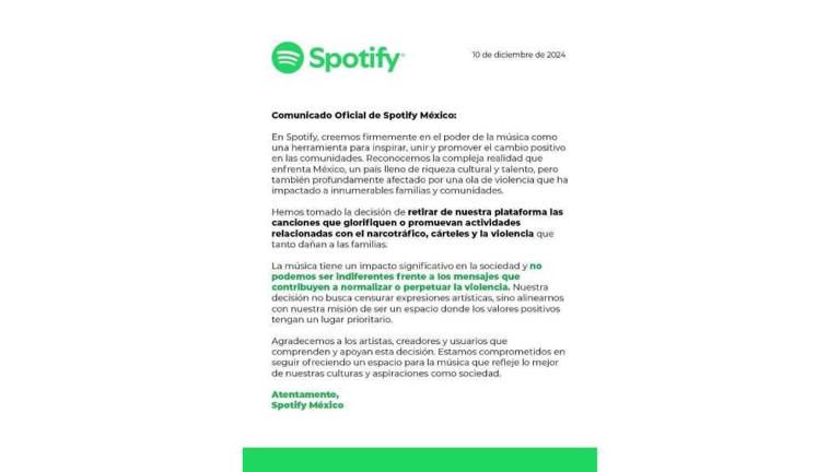 El supuesto comunicado de Spotify México.