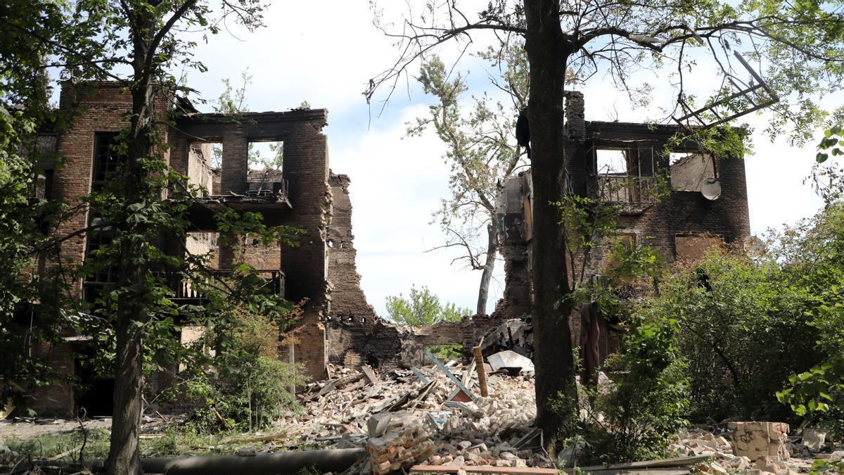 Edificios destruidos en Ucrania por bombardeos rusos.