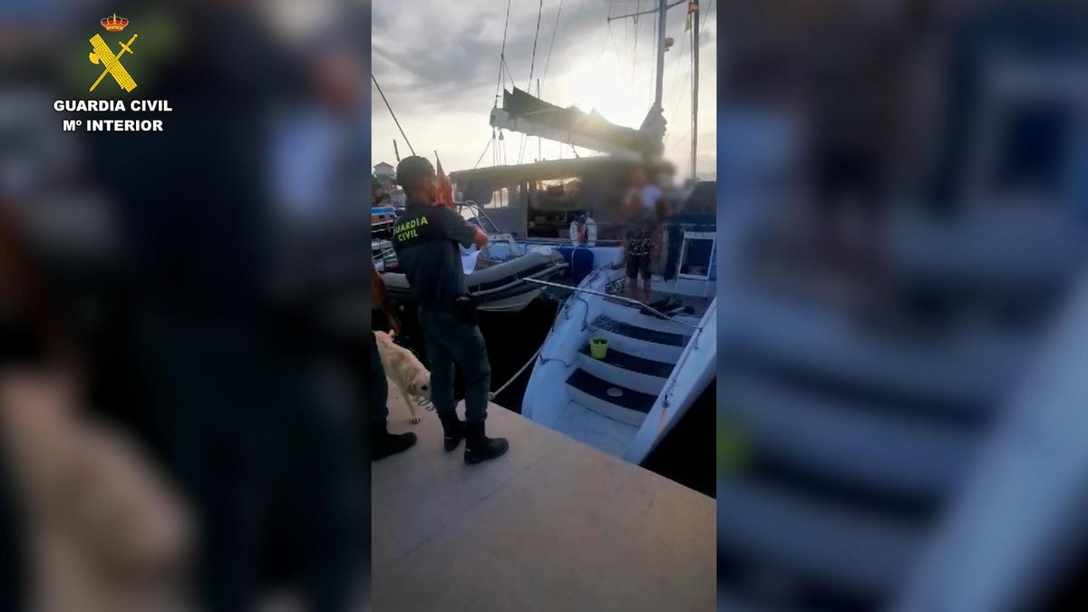 Agentes de la Guardia Civil identifican a los tripulantes del velero desde el que dispararon a un grupo de orcas.