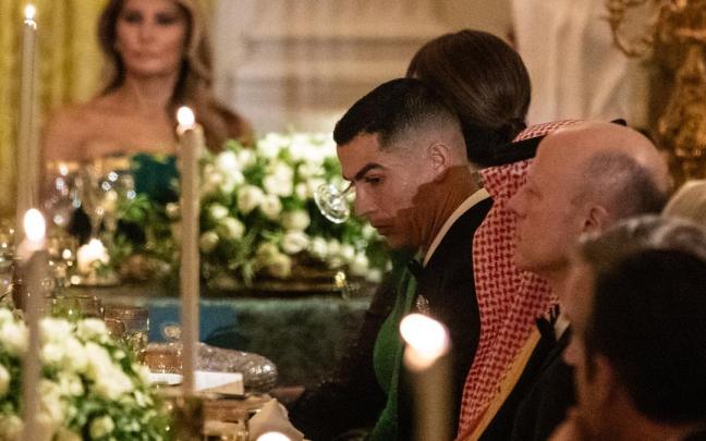 Cristiano Ronaldo, durante la cena en la Casa Blanca.
