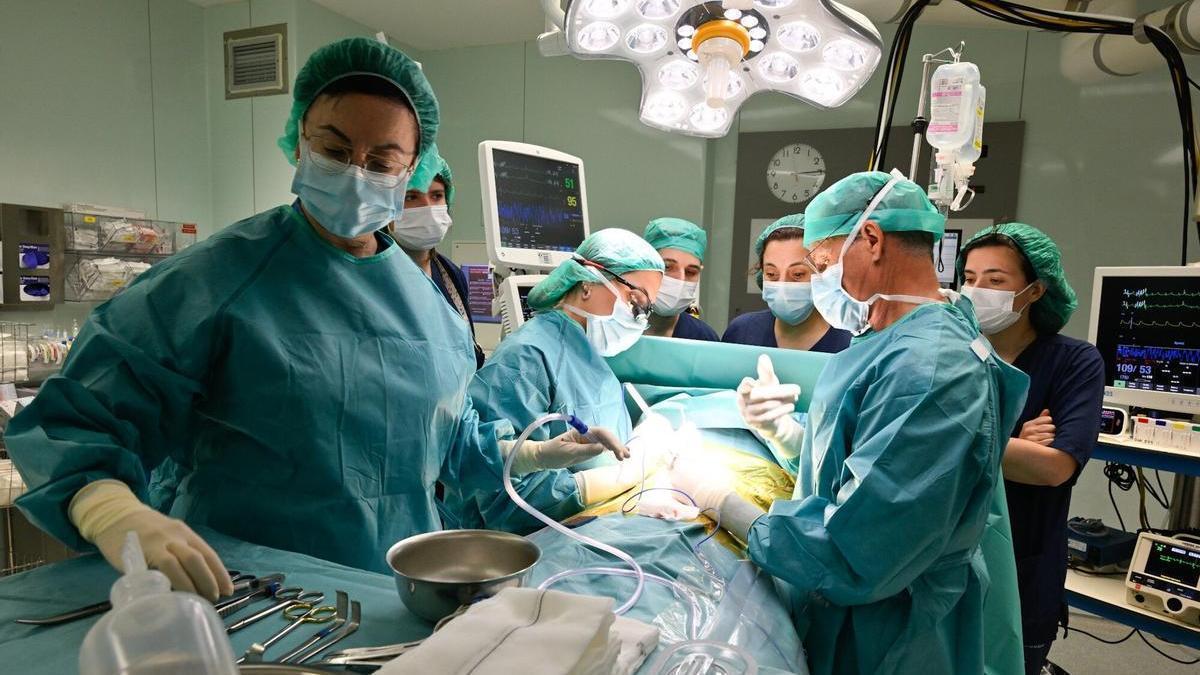 El doctor José María Caffarena y su equipo realizando, el martes de esta misma semana, una cirugía cardiaca a otra niña en los quirófanos del Hospital de Cruces.