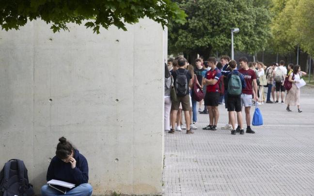 Varios jóvenes, en el campus de la UPNA de Arrosadia. Varios jóvenes, en el campus de la UPNA de Arrosadia.