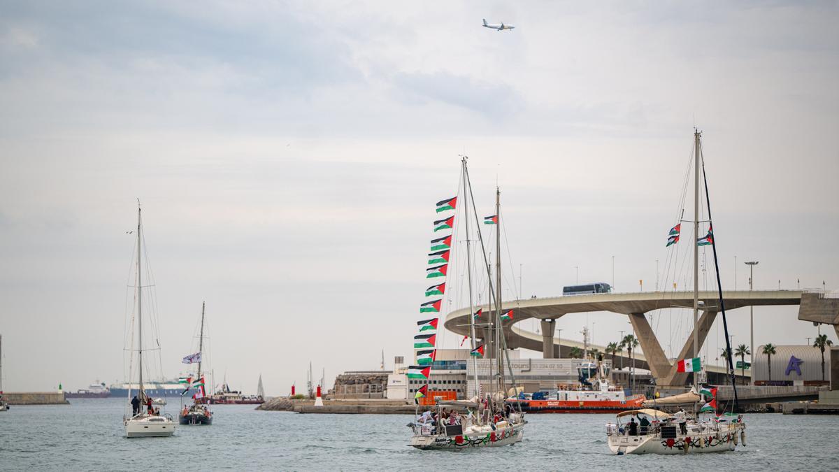 Barcos de la segunda expedición de la Global Sumud Flotilla