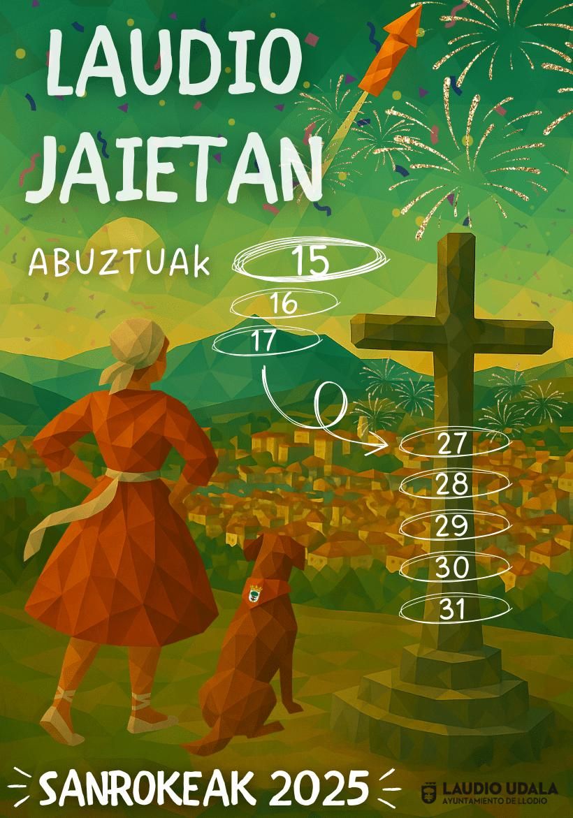 El cartel "Laudio hortxe dago, festa hastear da!" de Favio Cáceres