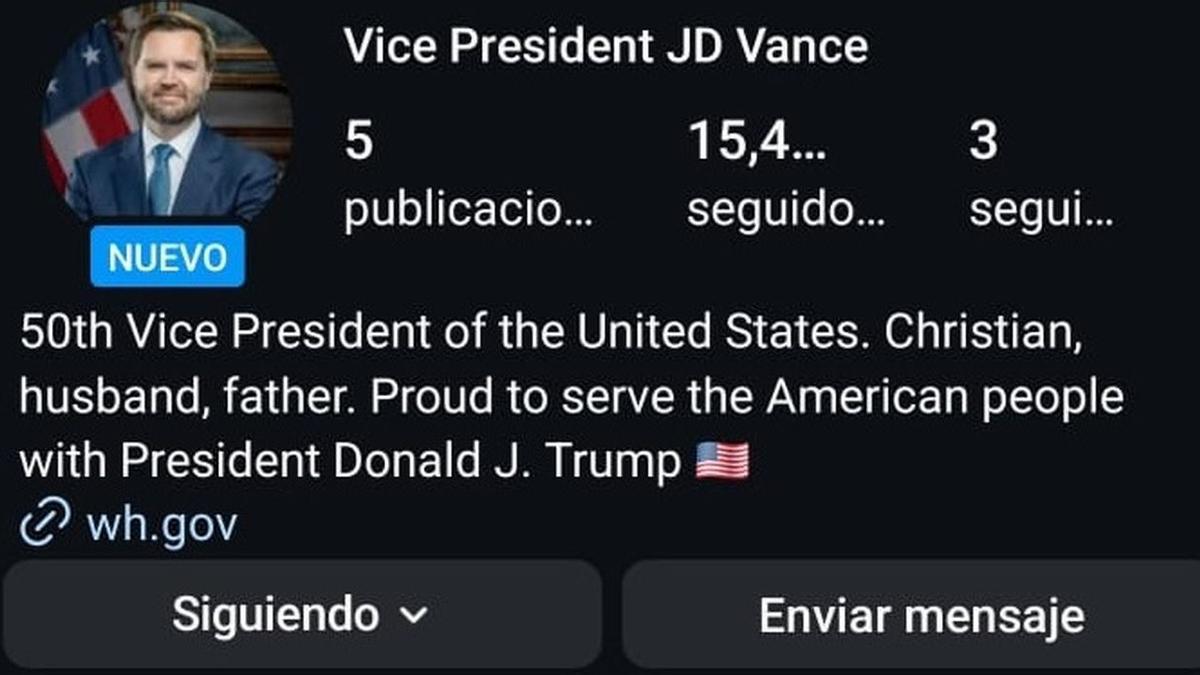 La cuenta de J.D. Vance, seguida por un usuario.