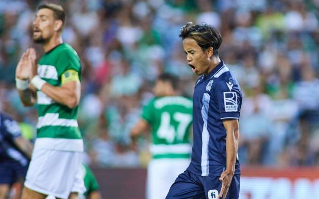 Take Kubo lamenta una ocasión de la que dispuso con 0-0 en el marcador, ante el local Coates. EUROPA PRESS