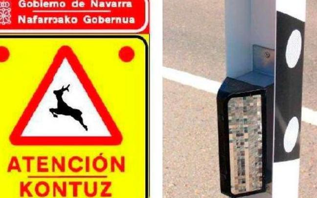 Señales específicas y catadióptrico ahuyentador.