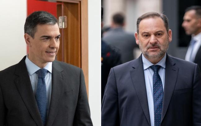 Pedro Sánchez y el exministro de Transportes y exsecretario de Organización del PSOE José Luis Ábalos.