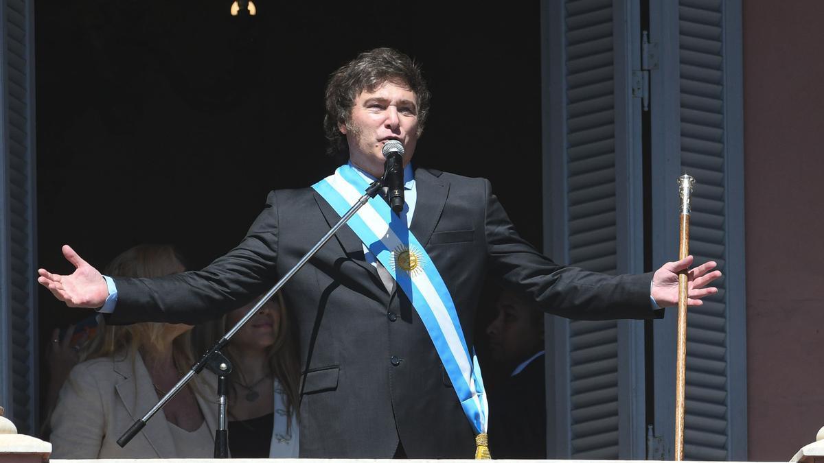 Javier Milei el día de su toma de posesión como presidente de Argentina.