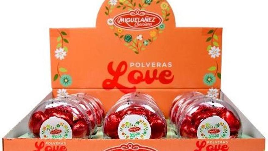 Las chocolatinas 'Polvera Love' pertenecen a la marca Migueláñez.