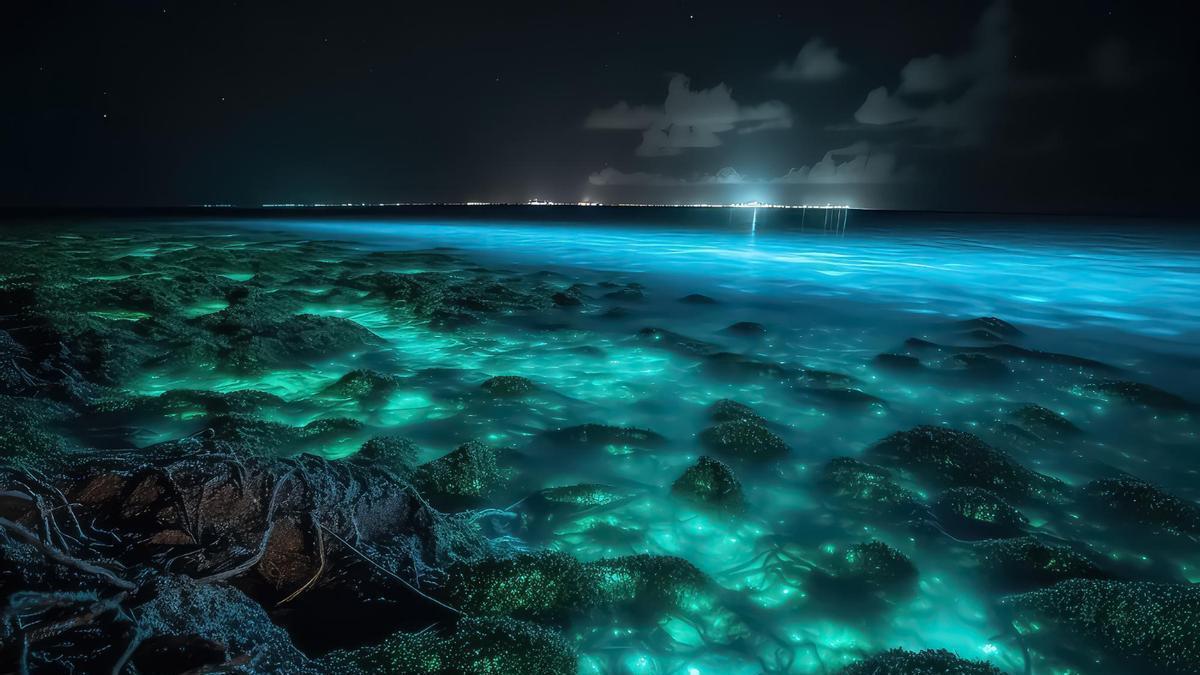 Las playas bioluminiscentes son un fenómeno natural que se da por la capacidad de ciertos organismos marinos de producir luz.
