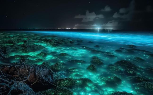 Las playas bioluminiscentes son un fenómeno natural que se da por la capacidad de ciertos organismos marinos de producir luz. Las playas bioluminiscentes son un fenómeno natural que se da por la capacidad de ciertos organismos marinos de producir luz.