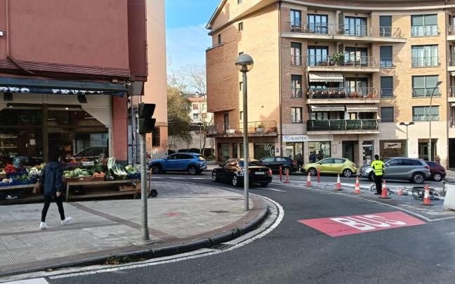 Obras en uno de los cruces.