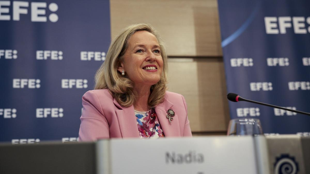 La presidenta del Banco Europeo de Inversiones, Nadia Calviño, en Bruselas.