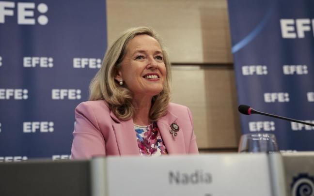 La presidenta del Banco Europeo de Inversiones, Nadia Calviño, en Bruselas.