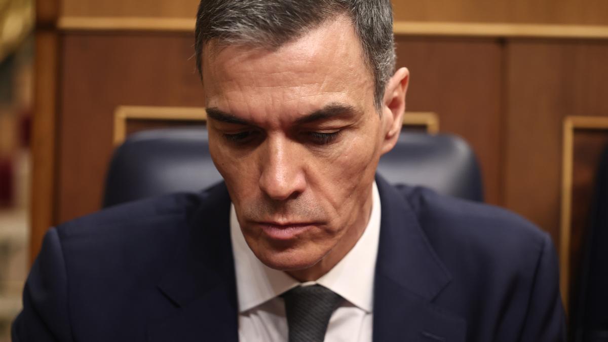 El presidente del Gobierno, Pedro Sánchez, en la sesión de control al Gobierno, en el Congreso de los Diputados,