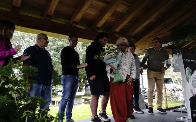 La familia de Txomin Bustinza durante el acto de homenaje