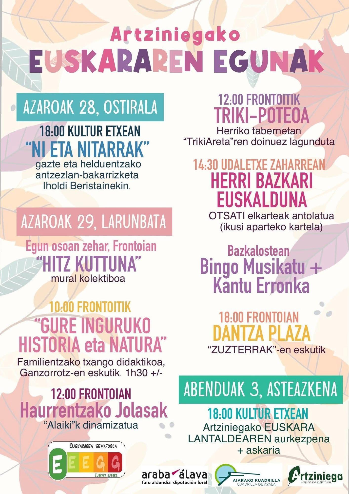 Programa Día Internacional del Euskera en Artziniega