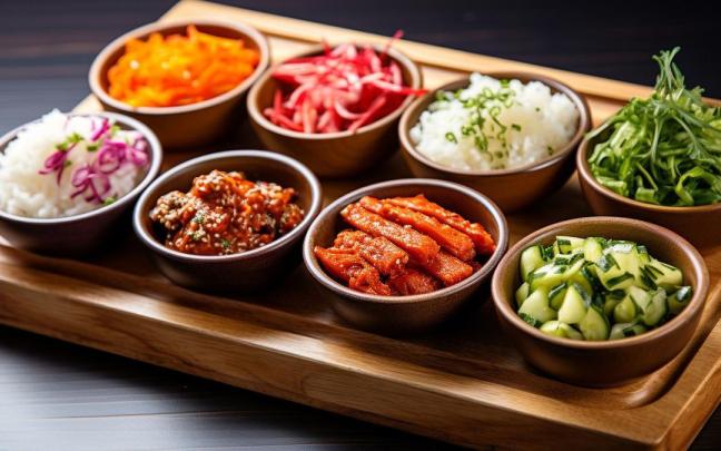 El ‘banchan’, de Corea, se sirve en pequeños platillos.