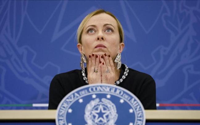 La primera ministra italiana, Giorgia Meloni, durante la rueda de prensa tras el Consejo de Ministros.