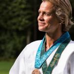 Gella Vandecaveye posa con sus medallas olímpicas.