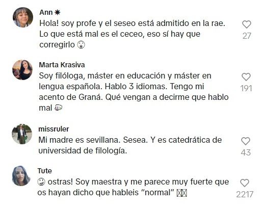 Algunas de las respuestas de apoyo que ha recibido su vídeo.