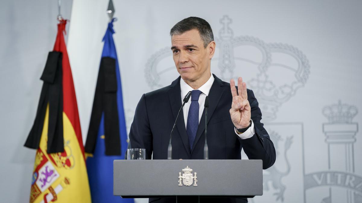 El presidente del Gobierno español, Pedro Sánchez, durante la presentación del plan para aumentar el gasto en Defensa