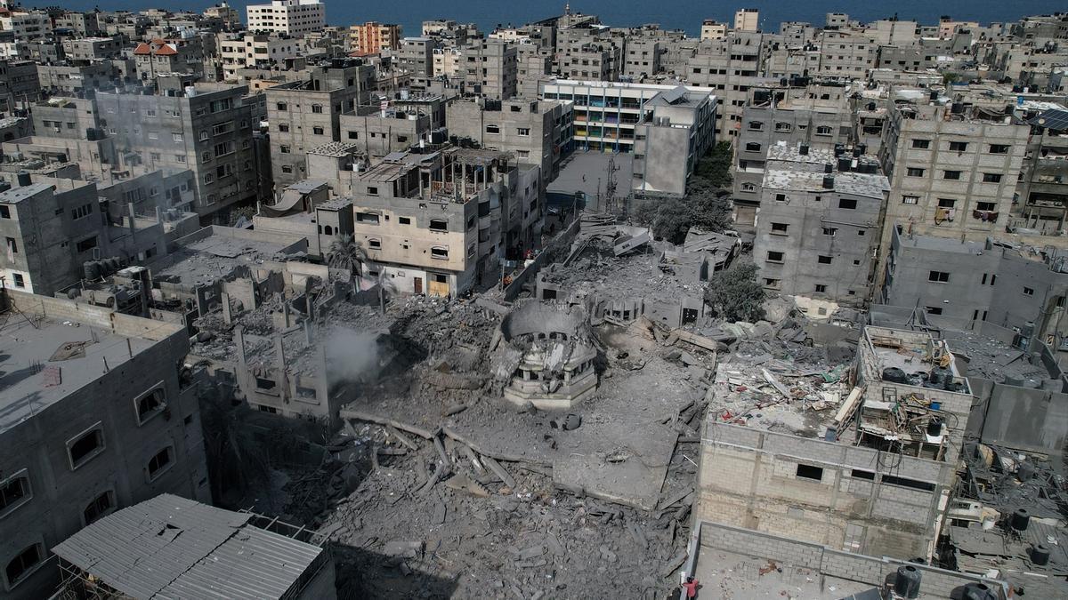 Vista aerea de un barrio de Gaza