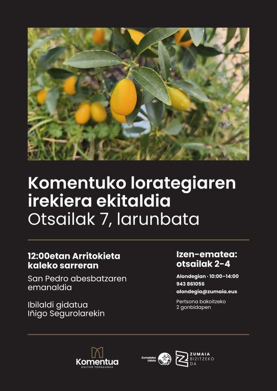 Cartel de la inauguración del jardín del Convento de Zumaia.