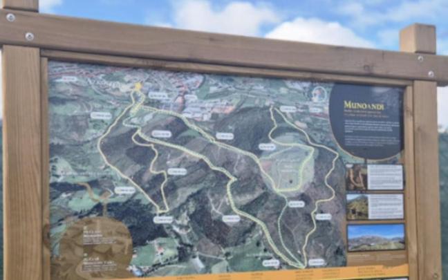 Vista del panel con información sobre las rutas y el patrimonio que atesora la zona de Munoaundi.