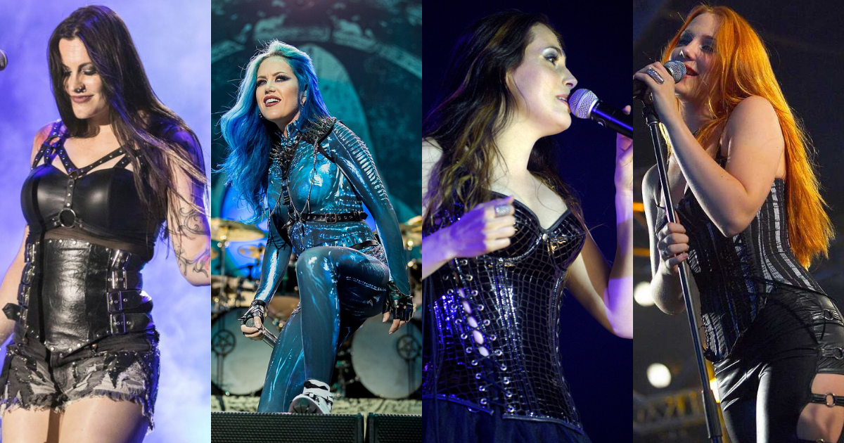 De izquierda a derecha: Floor Jansen, Alissa White-Gluz, Sharon Den Adel y Simone Simons