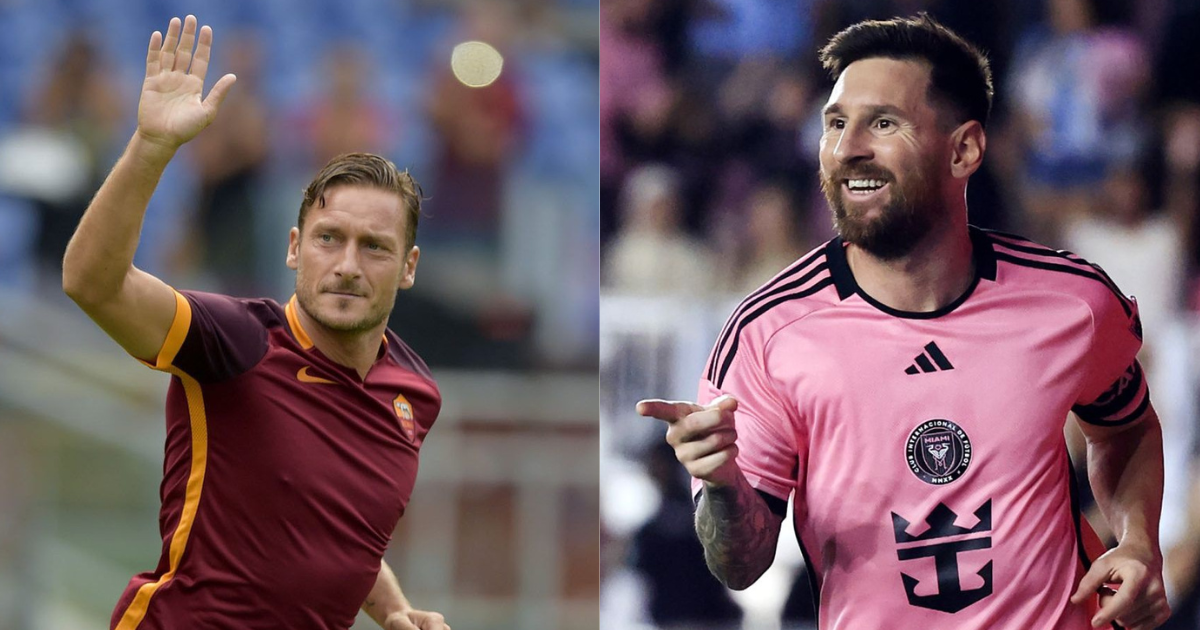 De izquierda a derecha: Francesco Totti y Leo Messi