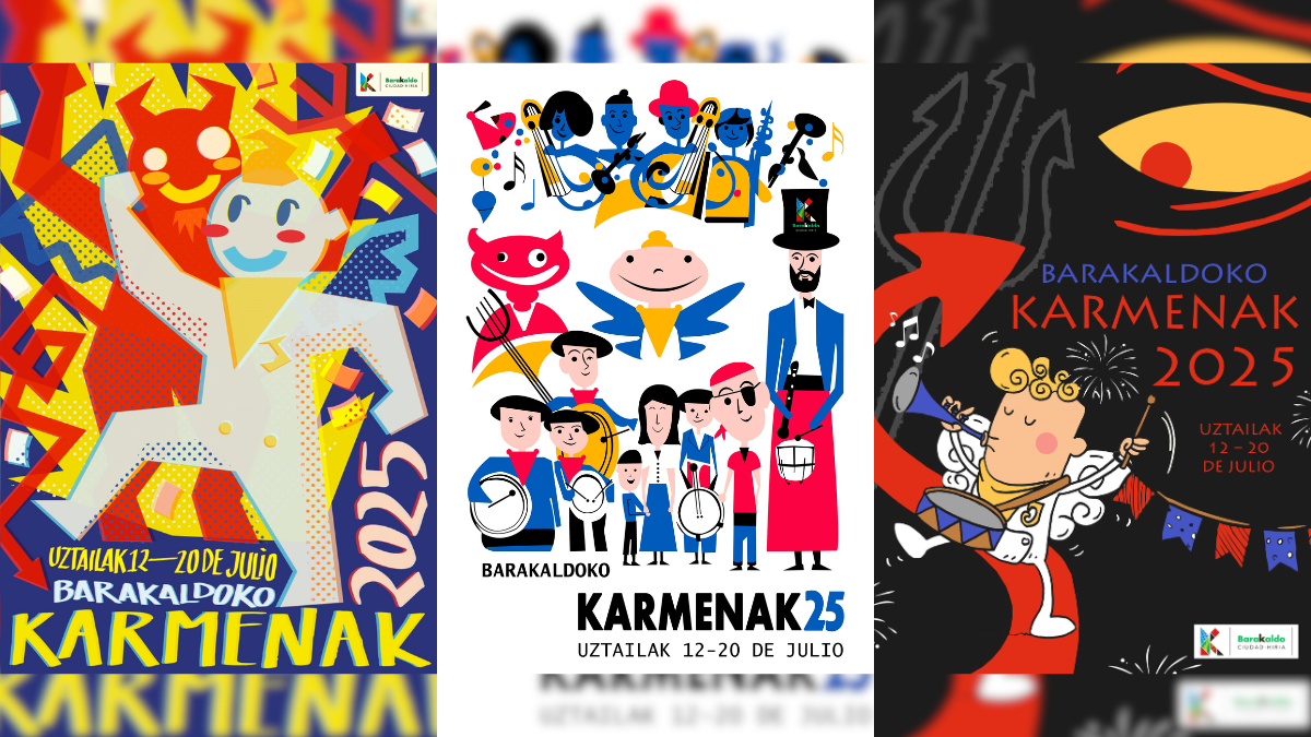 Los tres carteles preseleccionados para las fiestas de El Carmen 2025 de Barakaldo.