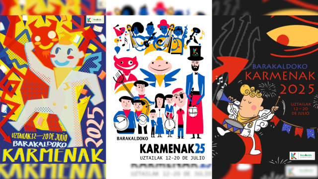 Los tres carteles preseleccionados para las fiestas de El Carmen 2025 de Barakaldo. Los tres carteles preseleccionados para las fiestas de El Carmen 2025 de Barakaldo.
