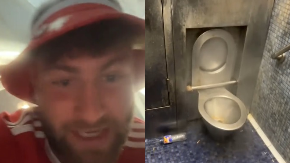 Capturas de pantalla del vídeo del aficionado en el baño. TIKTOK