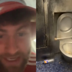 Capturas de pantalla del vídeo del aficionado en el baño. TIKTOK