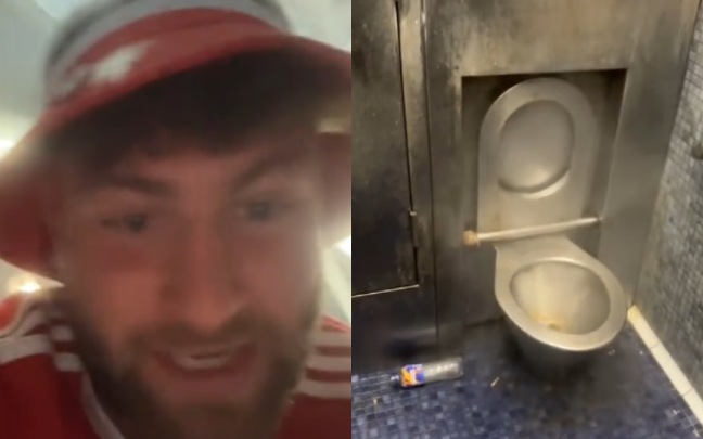 Capturas de pantalla del vídeo del aficionado en el baño. TIKTOK