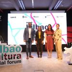 Nora Sarasola, Directora Obra Social BBK; Leixuri Arrizabalaga, Diputada Foral del departamento de Euskera, Cultura y Deporte; Kontxi Claver, Concejala de Desarrollo Económico, Comercio, Empleo y Turismo del Ayuntamiento de Bilbao y Jordi Albareda, CEO de la Fundación Fair Saturday.