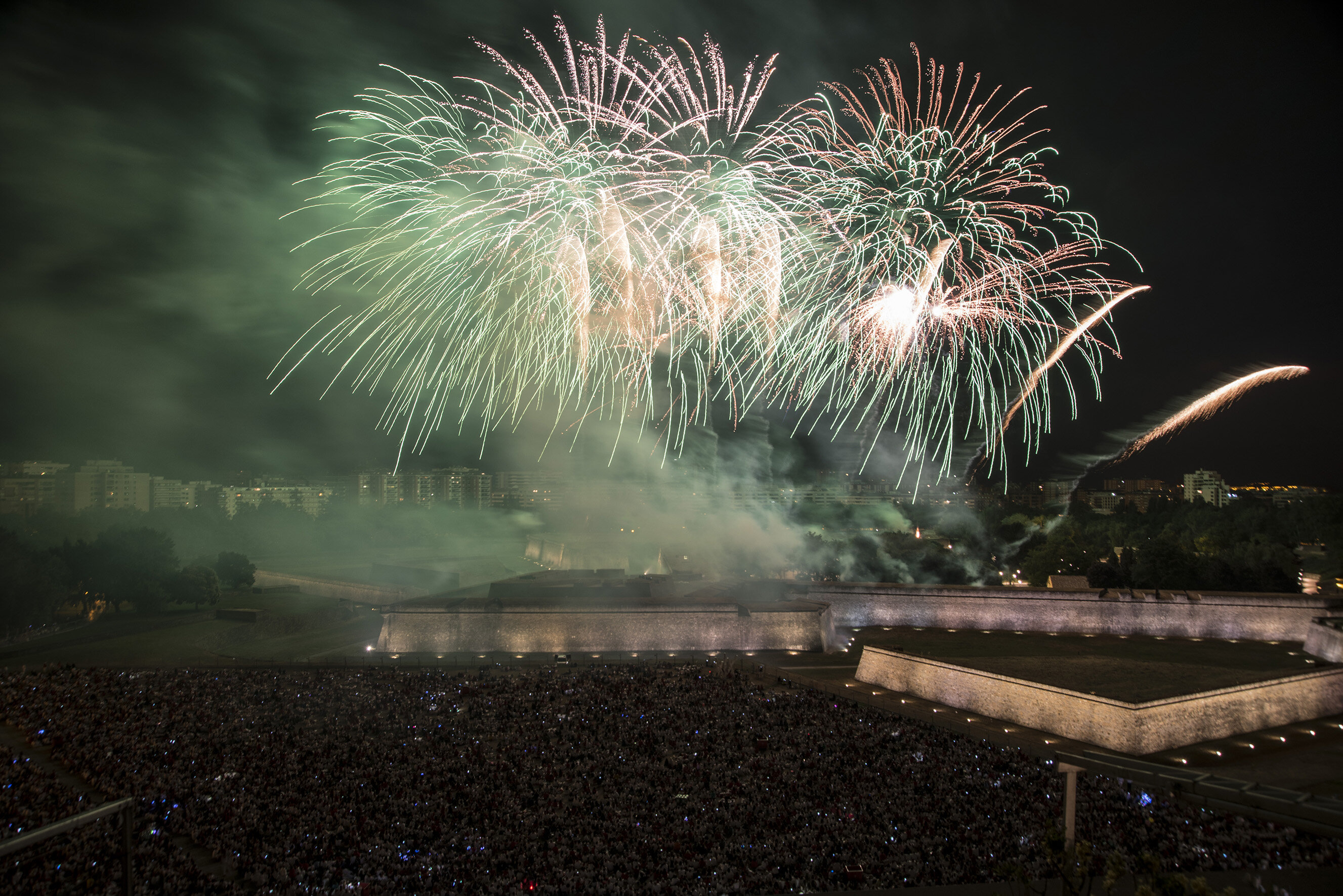 Fuegos artificiales en la Ciudadela en una edición pasada de los Sanfermines. Foto: Ayuntamiento de Pamplona