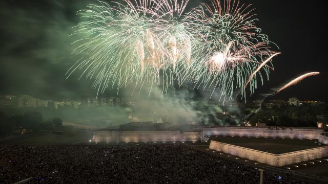 Fuegos artificiales en la Ciudadela en una edición pasada de los Sanfermines. Foto: Ayuntamiento de Pamplona