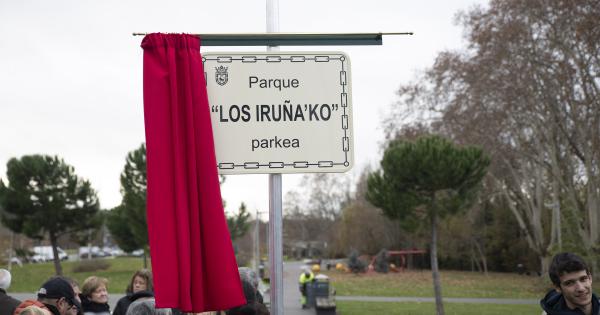 Inaguración del parque dedicado a Los Iruña'ko en Azpilagaña Sur. Fotos: Ayuntamiento de Pamplona
