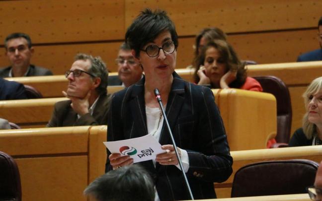 La senadora del PNV, María Dolores Etxano, durante su intervención. La senadora del PNV, María Dolores Etxano, durante su intervención.