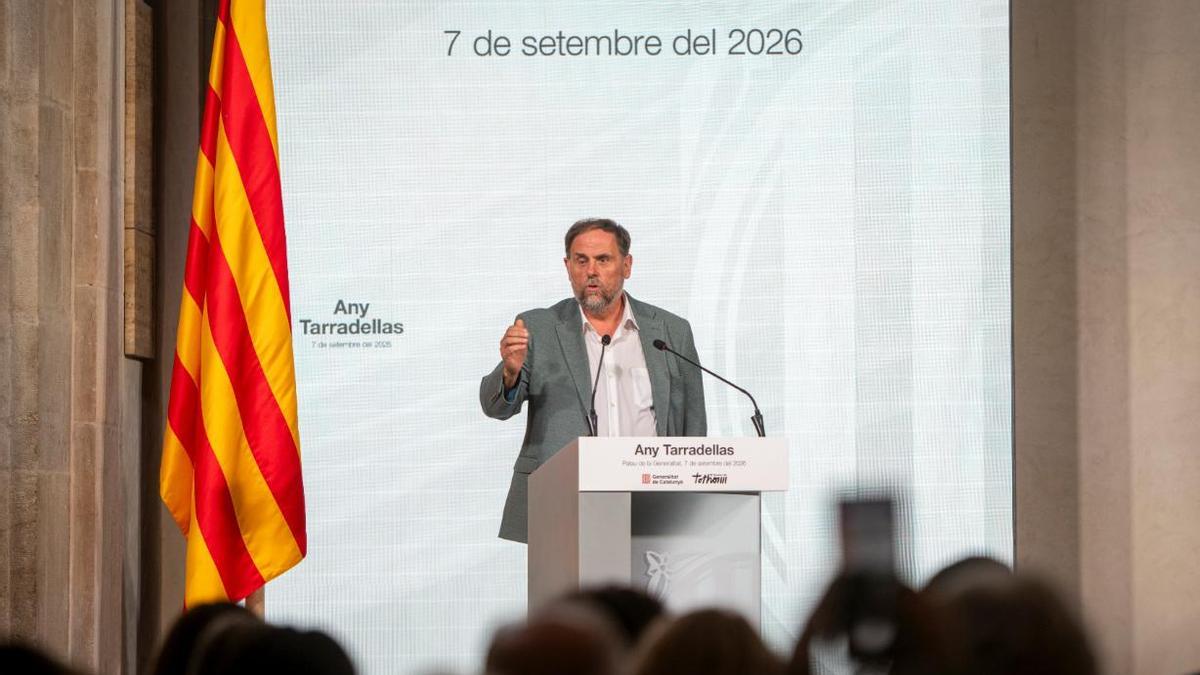 El president de ERC, Oriol Junqueras, durante el inicio del Any Tarradellas.