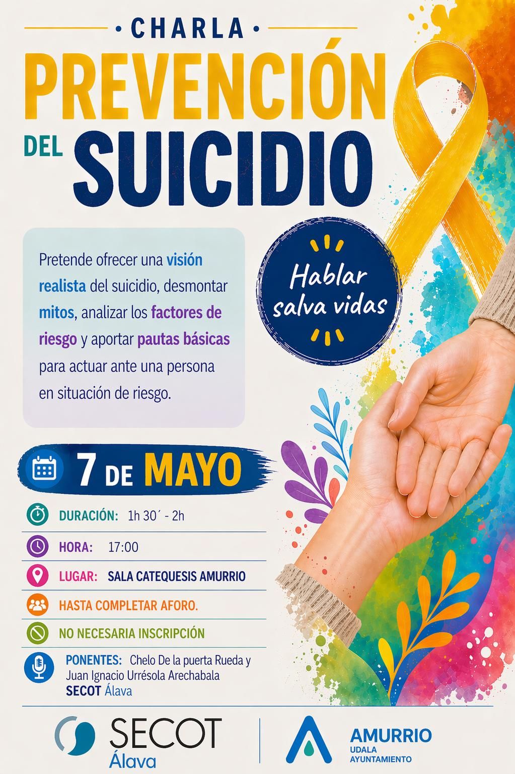 Cartel del taller de prevención del suicidio en Amurrio
