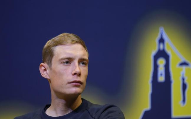 Jonas Vingegaard, durante su comparecencia en la rueda de prensa celebrada ayer en el Palacio Euskalduna.