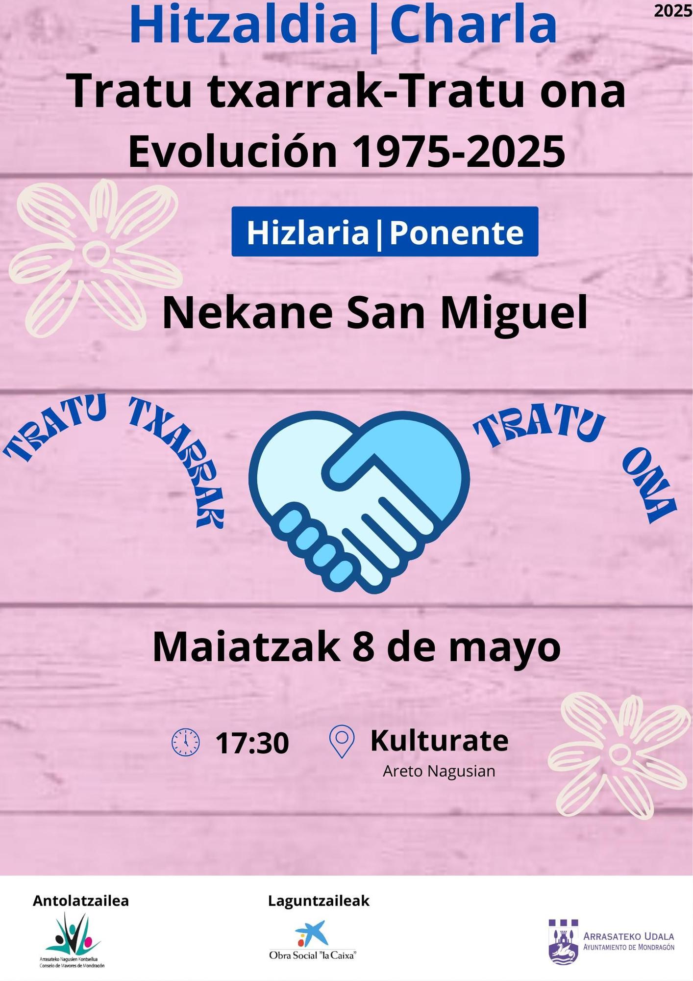 Cartel que anuncia la charla de este 8 de mayo.