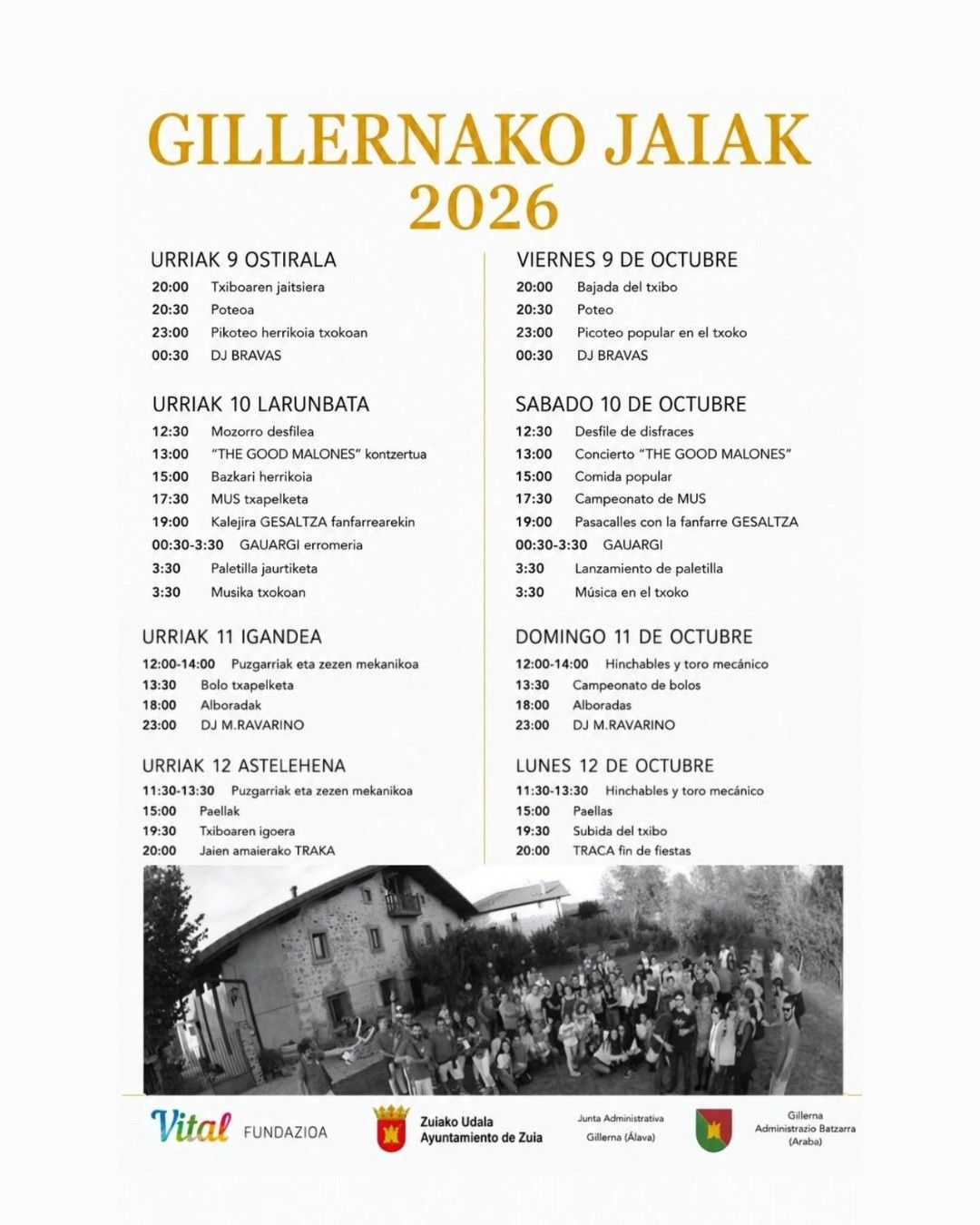 Programa de fiestas de Gillerna en Zuia