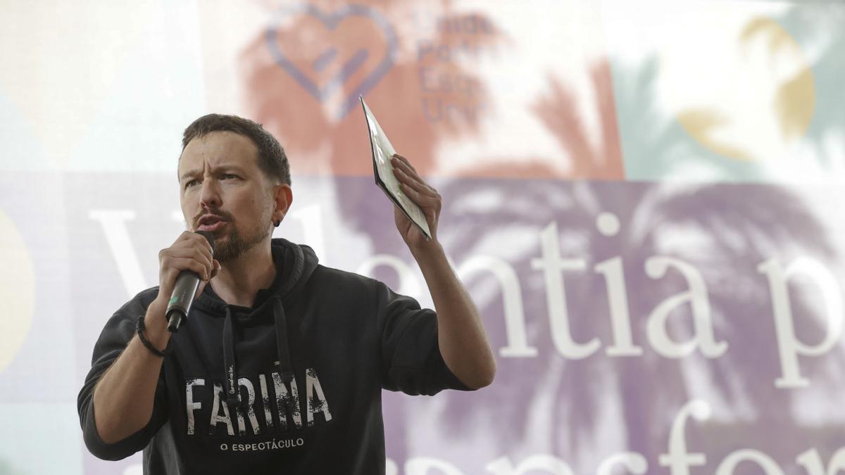 Pablo Iglesias en el cierre de campaña de Podemos en Valencia .
